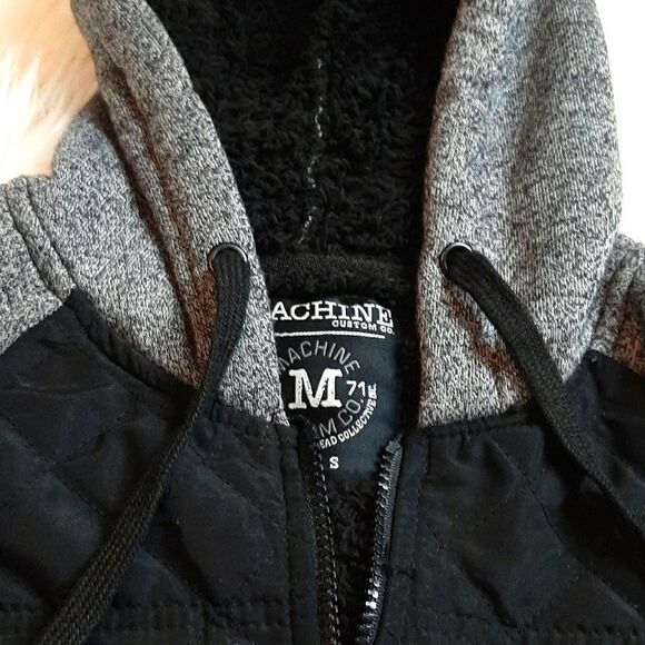MACHINE 71 Mens‎ Black /Gray Fleece Jacket S - Picture 2 of 7
